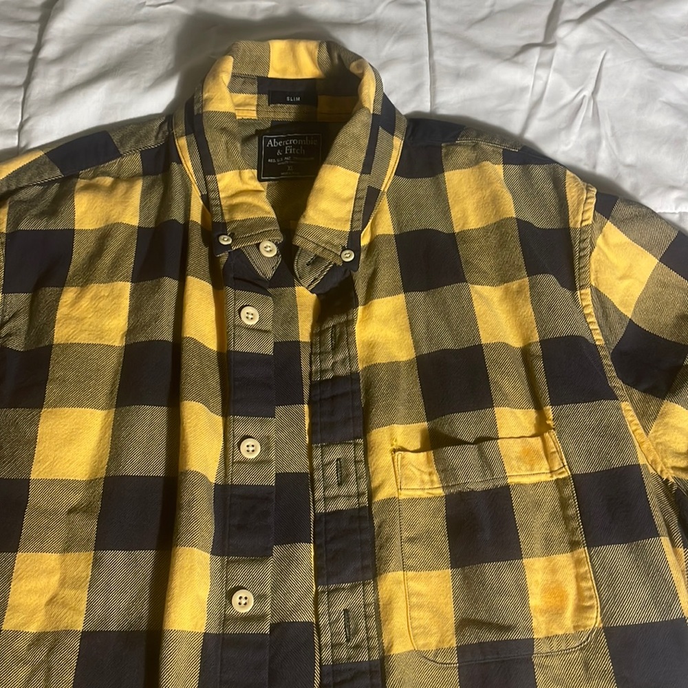 Abercrombie navy blue and yellow flannel
